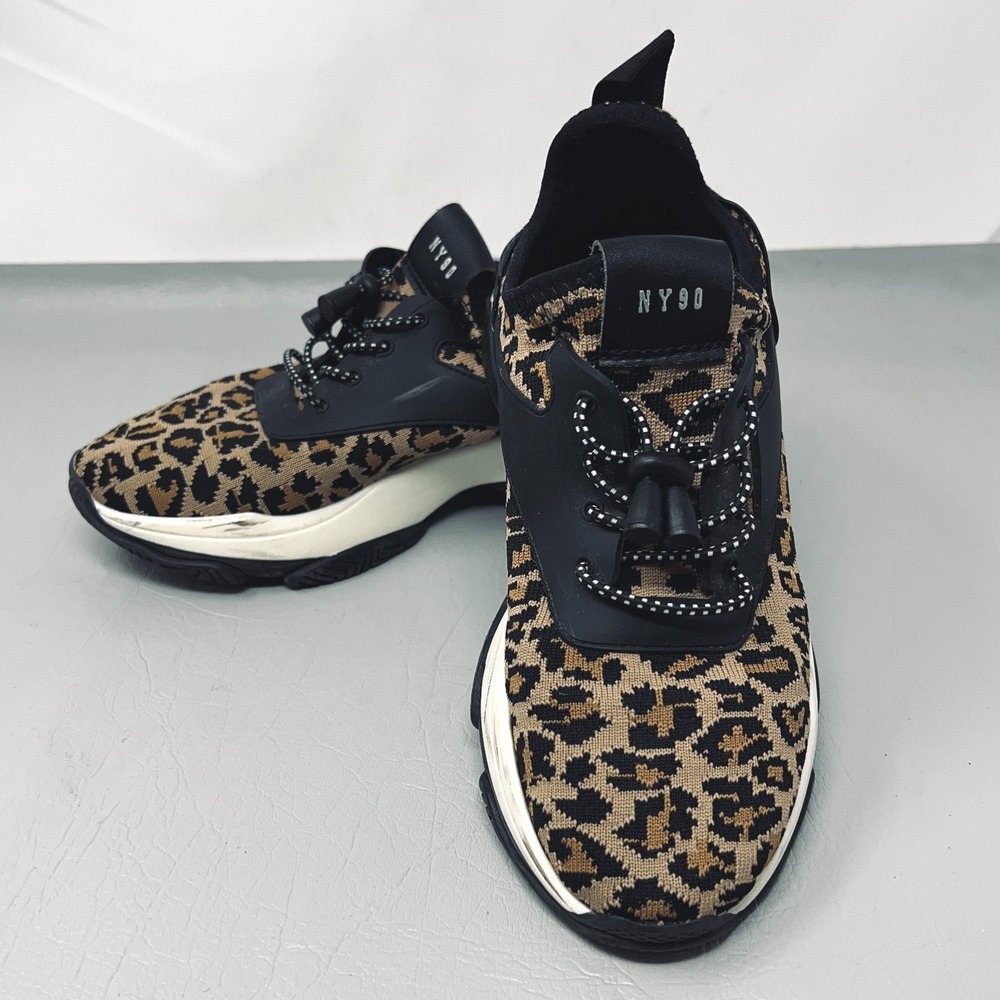 Steve Madden Women 7M Leopard Print Chunky Platform Dad Sneakers NY90 Y2K Casual